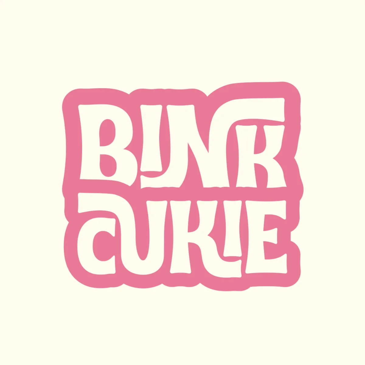 Bink Cukie logo in wobbly pink letters on cream